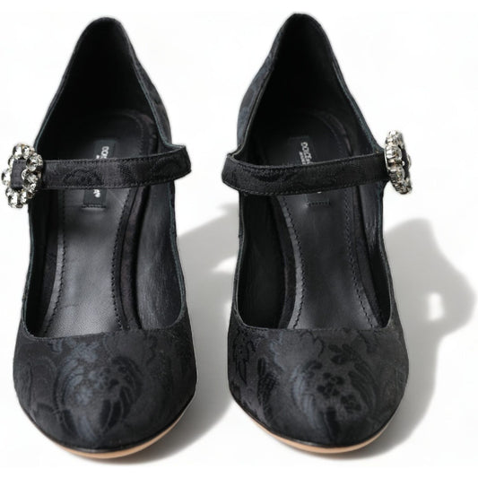 Dolce & Gabbana Black Brocade Mary Janes Heels Pumps Shoes LA10458-36.5