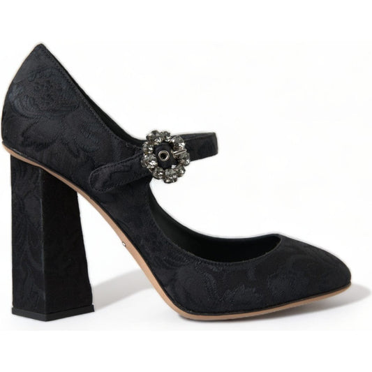 Dolce & Gabbana Black Brocade Mary Janes Heels Pumps Shoes LA10458-36.5