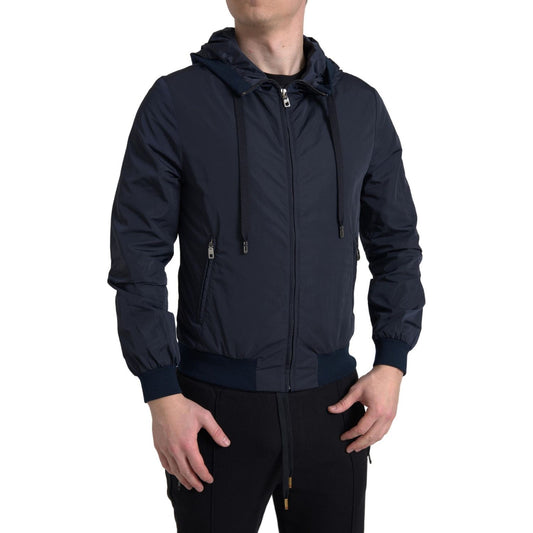 Dolce & Gabbana Elegant Blue Hooded Sweatshirt with Zip Closure Dolce & Gabbana Black