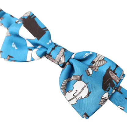 Dolce & Gabbana Blue Jazz Club Silk Adjustable Neck Papillon Bow Tie
