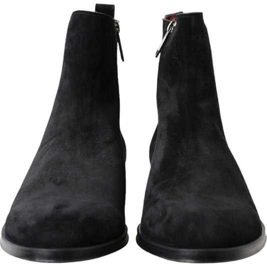 Dolce & Gabbana Elegant Black Velvet Mid-Calf Boots Dolce & Gabbana Black