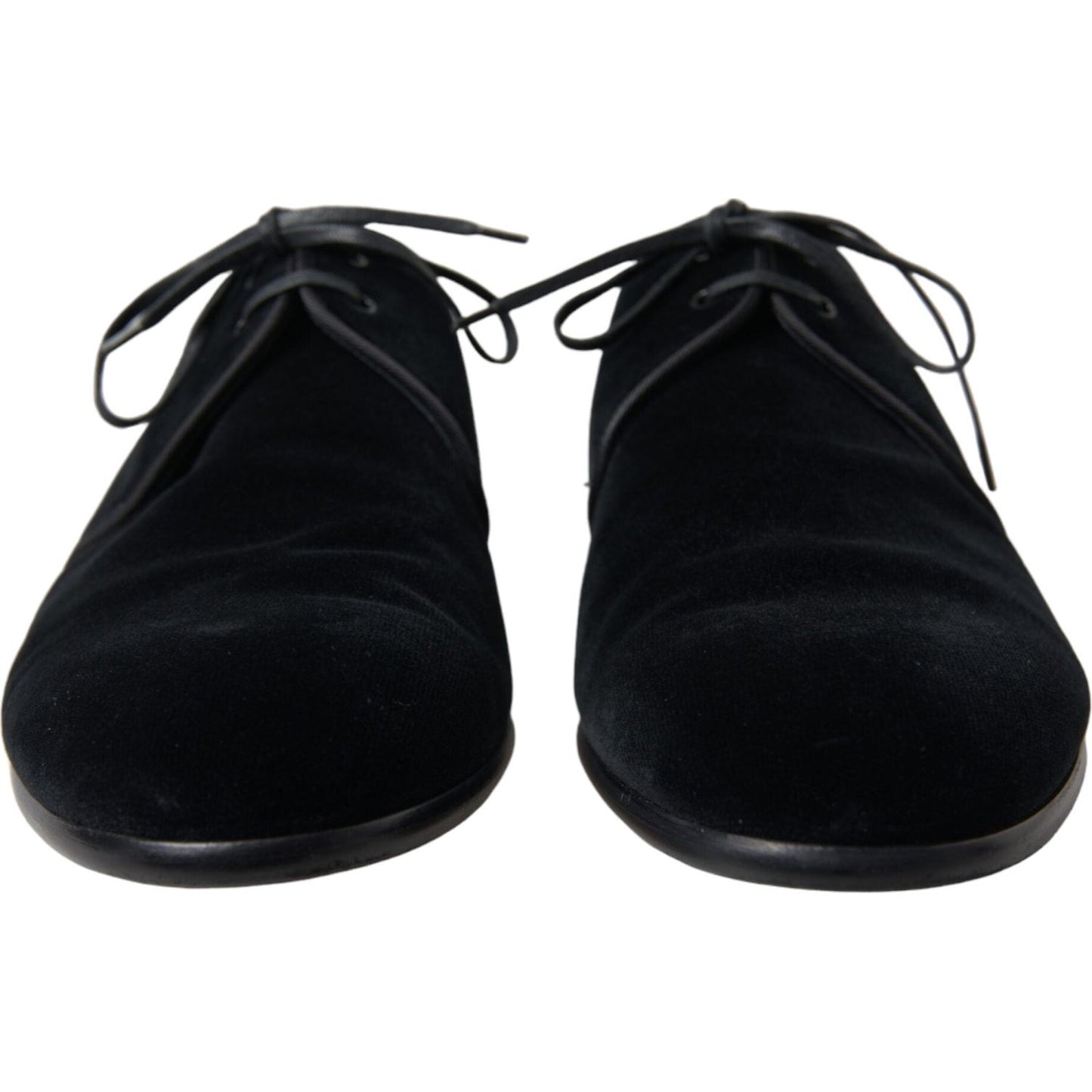 Dolce & Gabbana Black Velvet Lace Up Formal Derby Dress Shoes MV5193-44