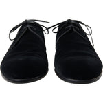 Dolce & Gabbana Black Velvet Lace Up Formal Derby Dress Shoes MV5193-44