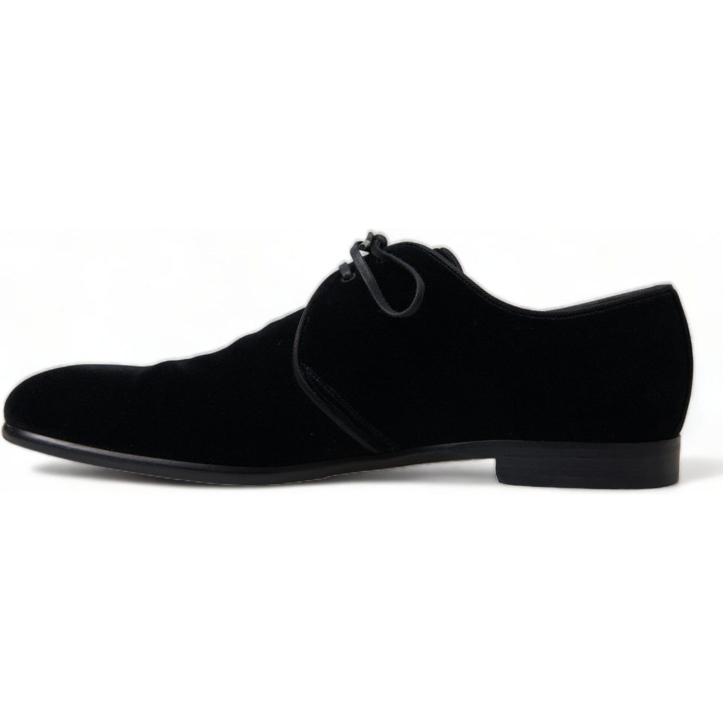 Dolce & Gabbana Black Velvet Lace Up Formal Derby Dress Shoes MV5193-44