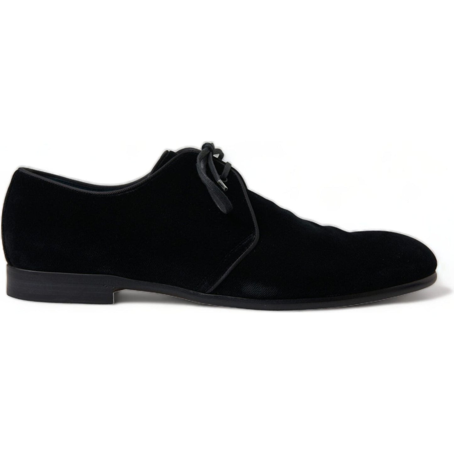 Dolce & Gabbana Black Velvet Lace Up Formal Derby Dress Shoes MV5193-44