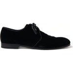 Dolce & Gabbana Black Velvet Lace Up Formal Derby Dress Shoes MV5193-44