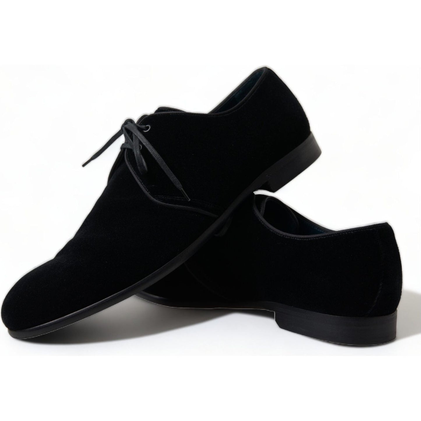 Dolce & Gabbana Black Velvet Lace Up Formal Derby Dress Shoes MV5193-44
