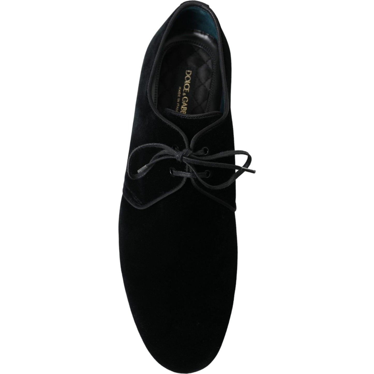 Dolce & Gabbana Black Velvet Lace Up Formal Derby Dress Shoes MV5193-44