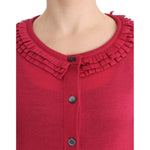 John Galliano Ruffle Detail Wool Cardigan in Pink John Galliano Brown