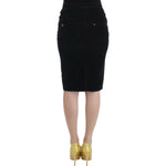 Cavalli Black Corduroy Pencil Skirt SIG11823-40
