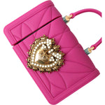 Dolce & Gabbana Pink Silicone Devotion Heart Bag Gold Chain Airpods Case