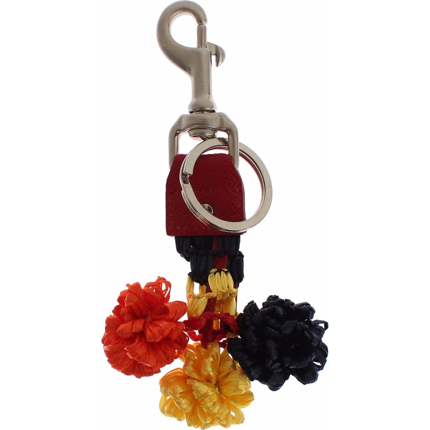 Dolce & Gabbana Multicolor Raffia Leather Clasp Finder Chain Keyring