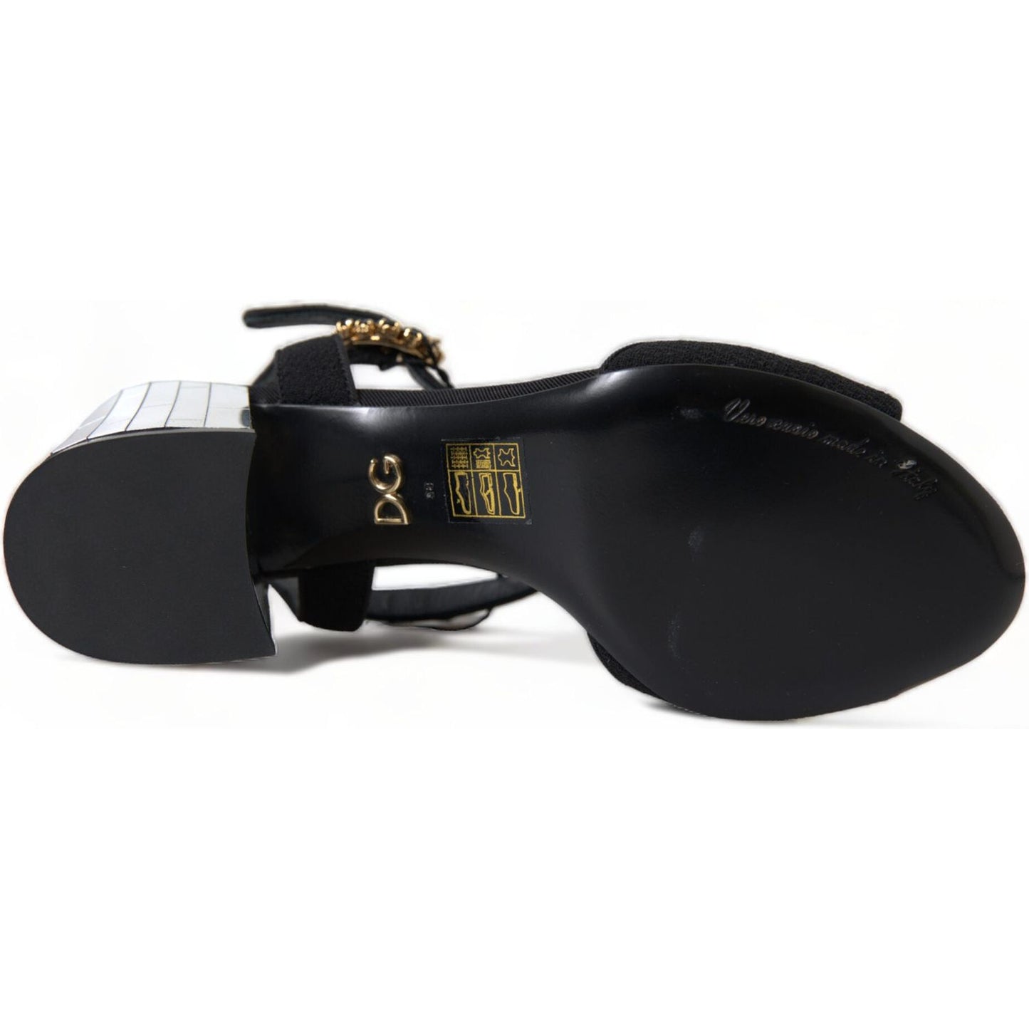Dolce & Gabbana Black Crystals Ankle Strap Sandals Shoes