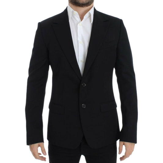 Dolce & Gabbana Elegant Slim Fit Black Wool Blazer Dolce & Gabbana Black
