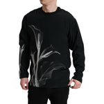 Dolce & Gabbana Black Floral Print Crewneck Pullover Sweater