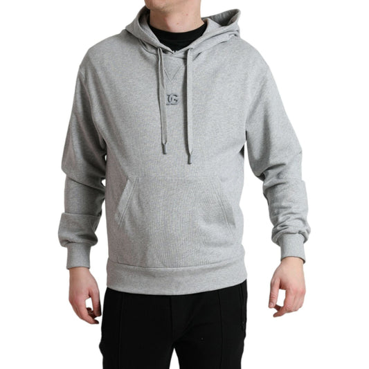 Dolce & Gabbana Chic Gray Logo Hooded Cotton Sweater Dolce & Gabbana Dark Gray