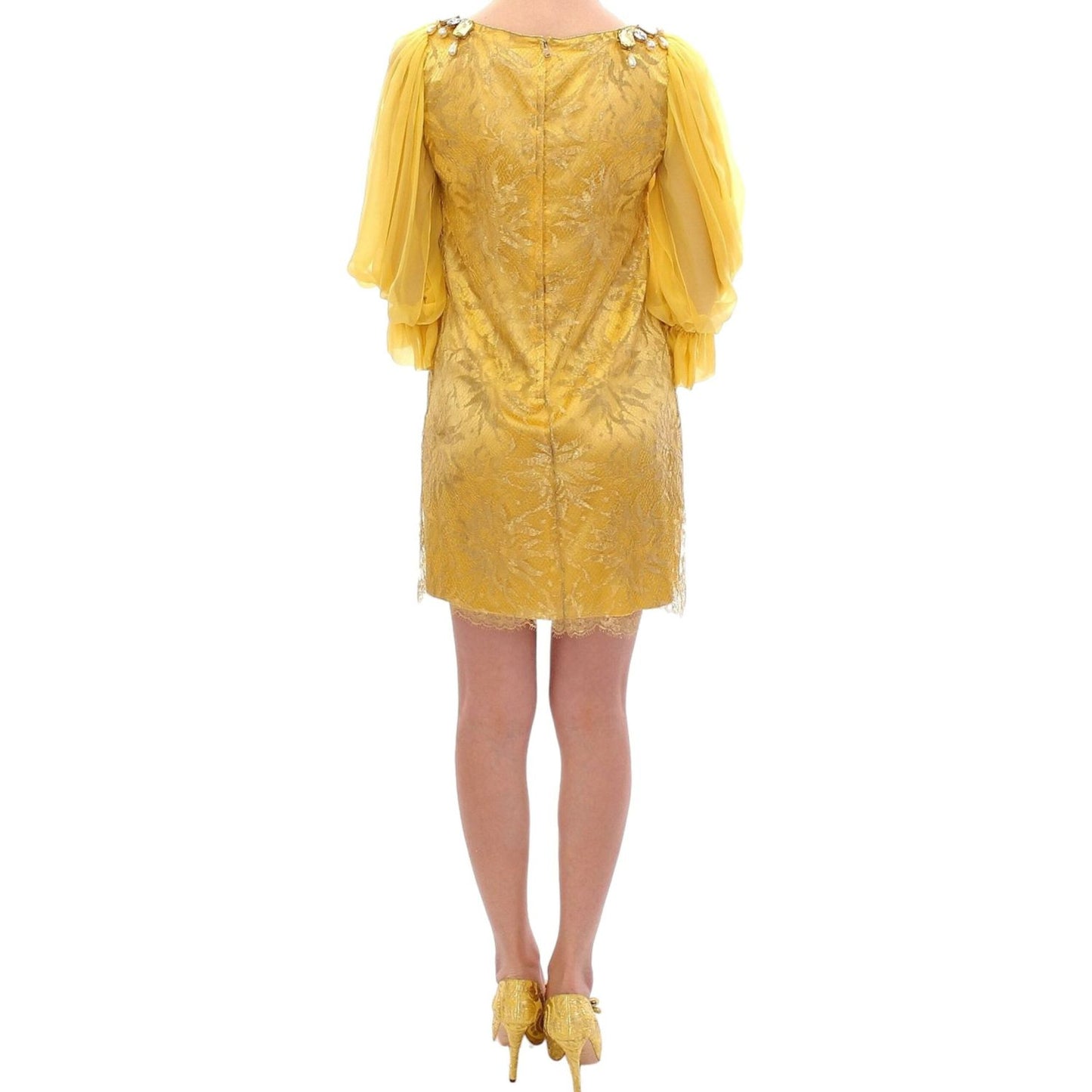 Dolce & Gabbana Yellow lace crystal mini dress
