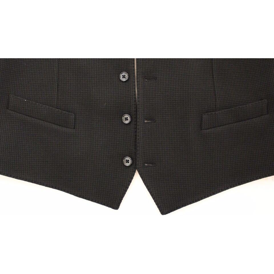 Dolce & Gabbana Black Cotton Dress Vest Blazer Jacket VES10086-1