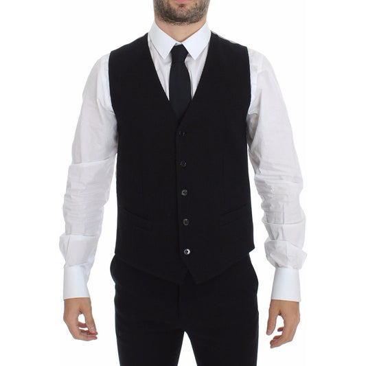 Dolce & Gabbana Elegant Black Silk Dress Vest Dolce & Gabbana Black