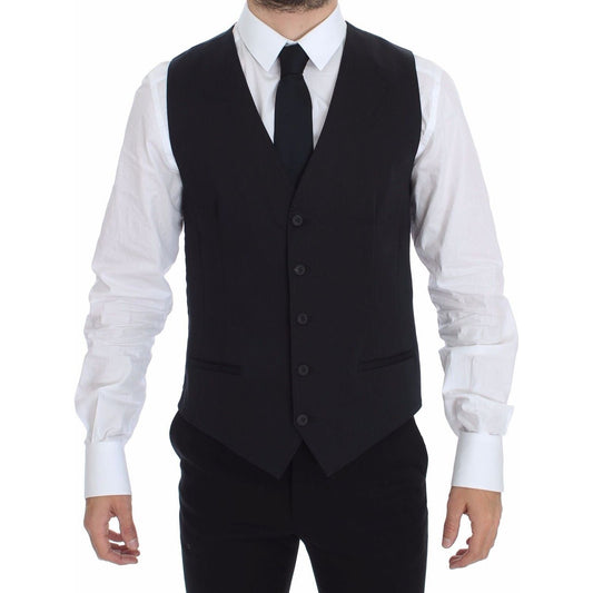 Dolce & Gabbana Elegant Blue Cotton Stretch Dress Vest Dolce & Gabbana Black