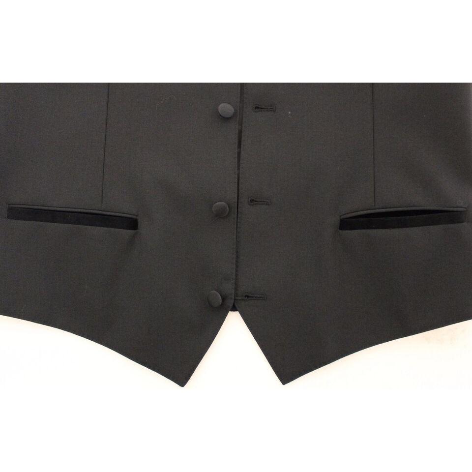 优雅黑色羊毛真丝连衣裙背心