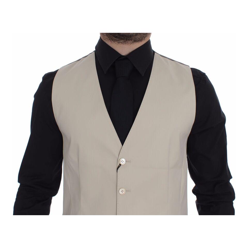 Dolce & Gabbana Beige Cotton Stretch Dress Vest Blazer VES10088-4