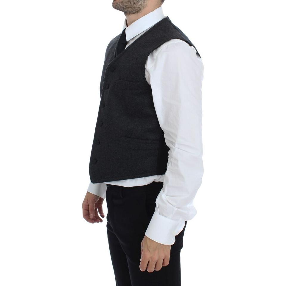 Dolce & Gabbana Gray Wool Blend Logo Vest Gilet Weste GSS12043-1