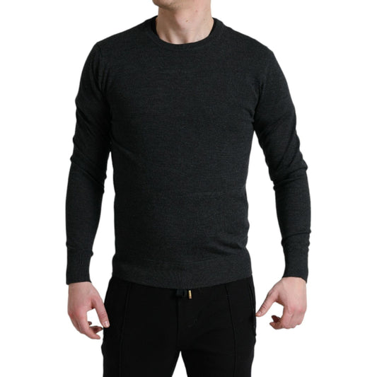 Dolce & Gabbana Elegant Gray Wool Pullover Sweater Dolce & Gabbana Black