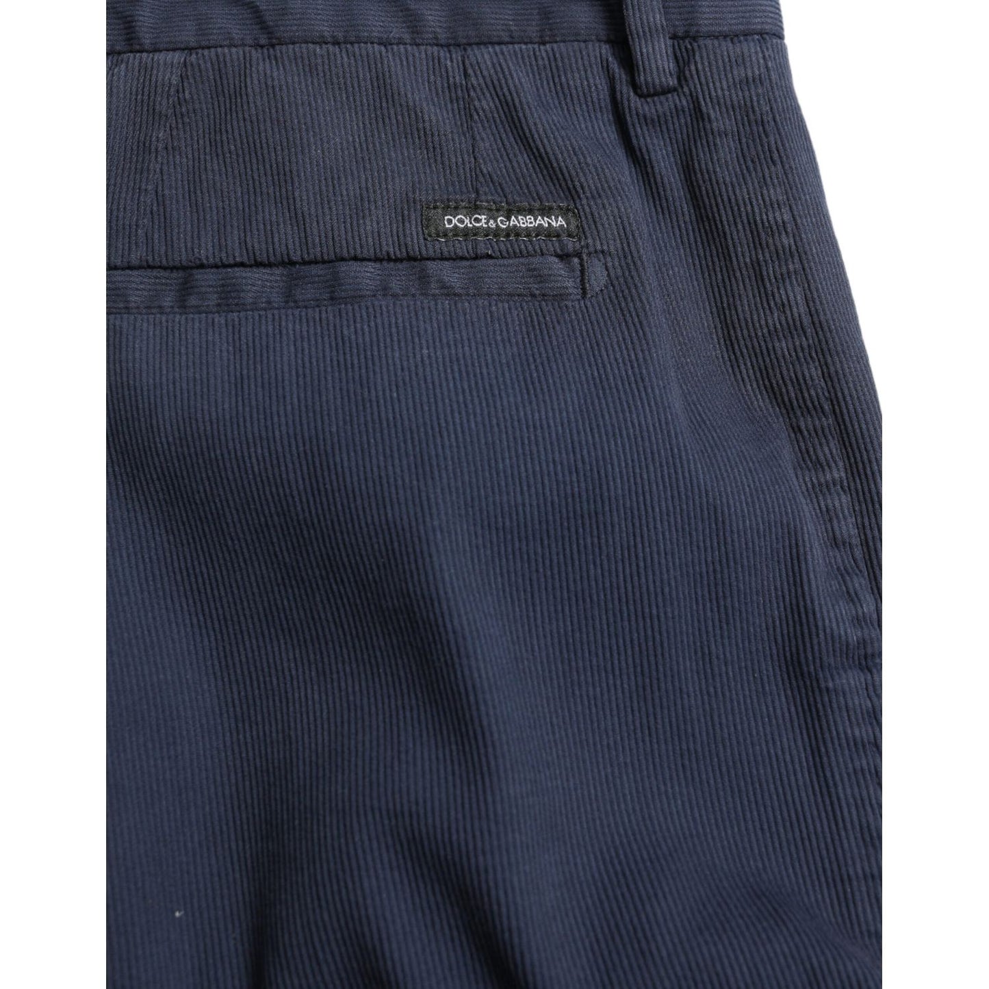 Dolce & Gabbana Dark Blue Cotton Stretch Slim Fit Dress Pants