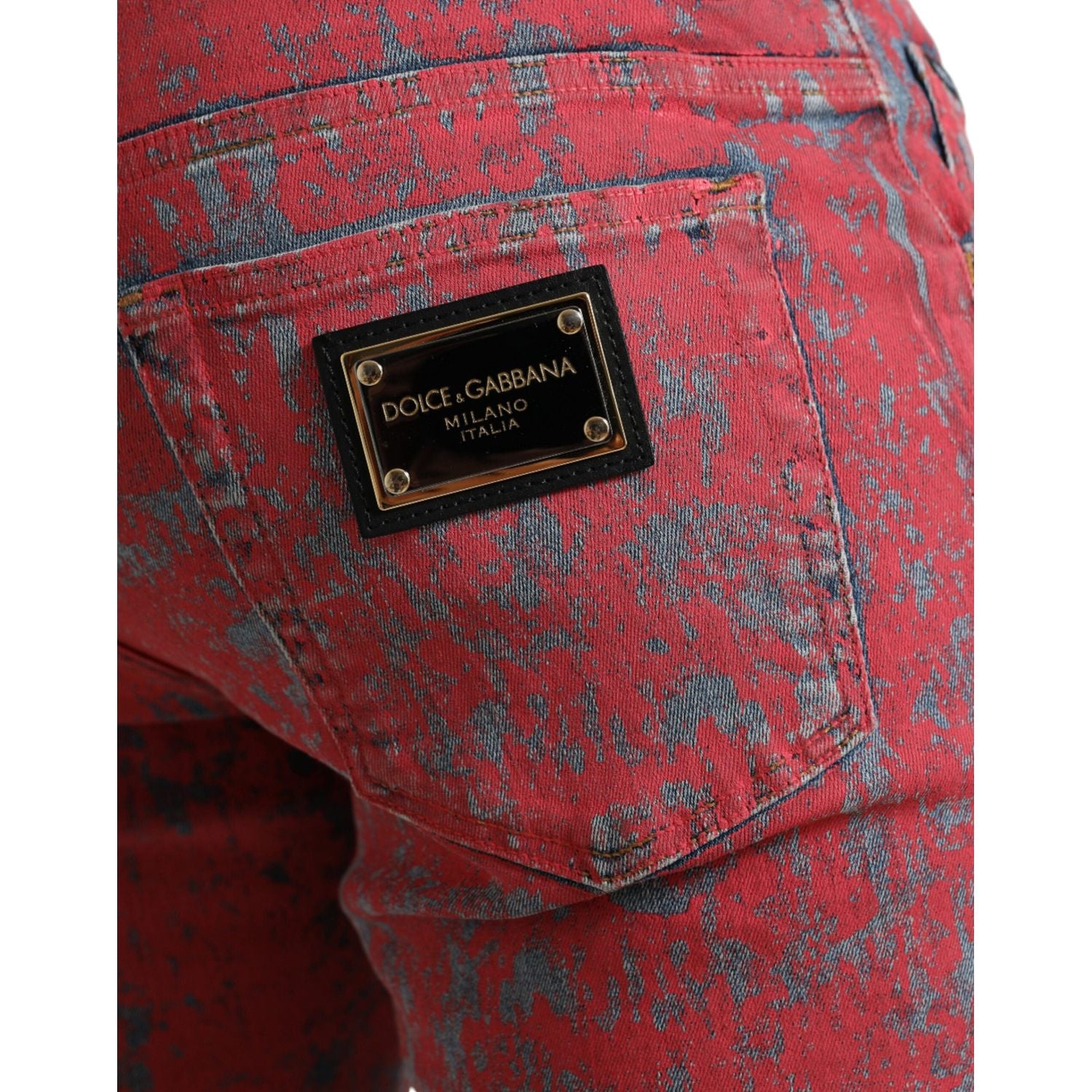 Dolce & Gabbana Red Cotton Dye Slim Fit Men Denim Jeans
