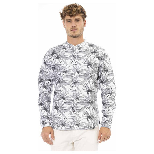 Baldinini Trend Gray Cotton Men Shirt Baldinini Trend Light Gray