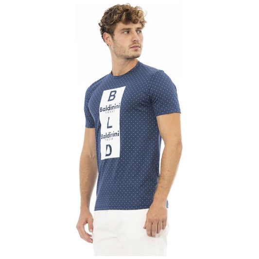 Baldinini Trend Blue Cotton Men's T-Shirt Baldinini Trend Dim Gray