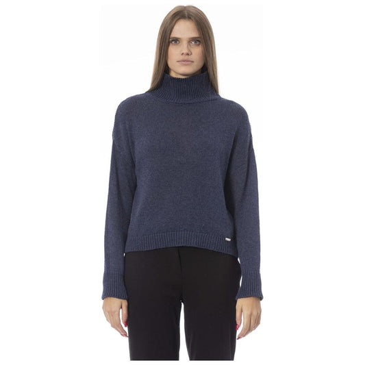 Baldinini Trend Blue Wool Women Sweater Baldinini Trend Dark Slate Gray