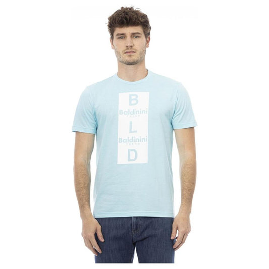 Baldinini Trend Light Blue Cotton Men T-Shirt Baldinini Trend Light Gray