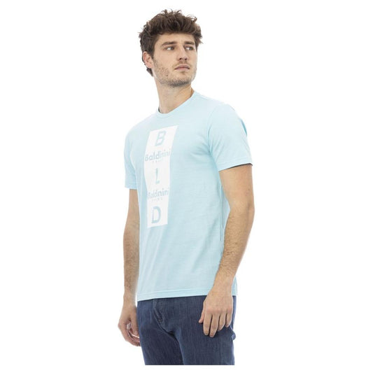Baldinini Trend Light Blue Cotton Men T-Shirt Baldinini Trend Light Gray
