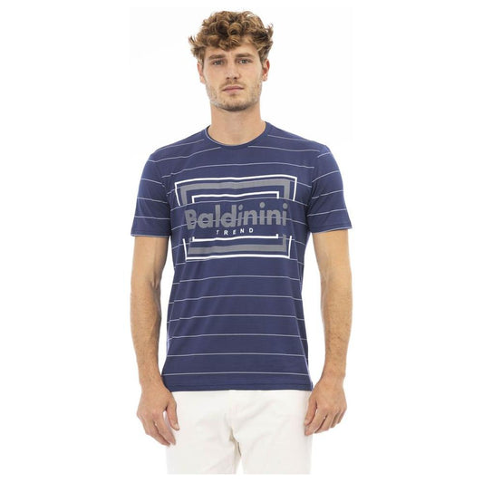 Baldinini Trend Blue Cotton Men T-Shirt Baldinini Trend Dim Gray