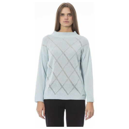Baldinini Trend Light Blue Wool Women Sweater Baldinini Trend Gray