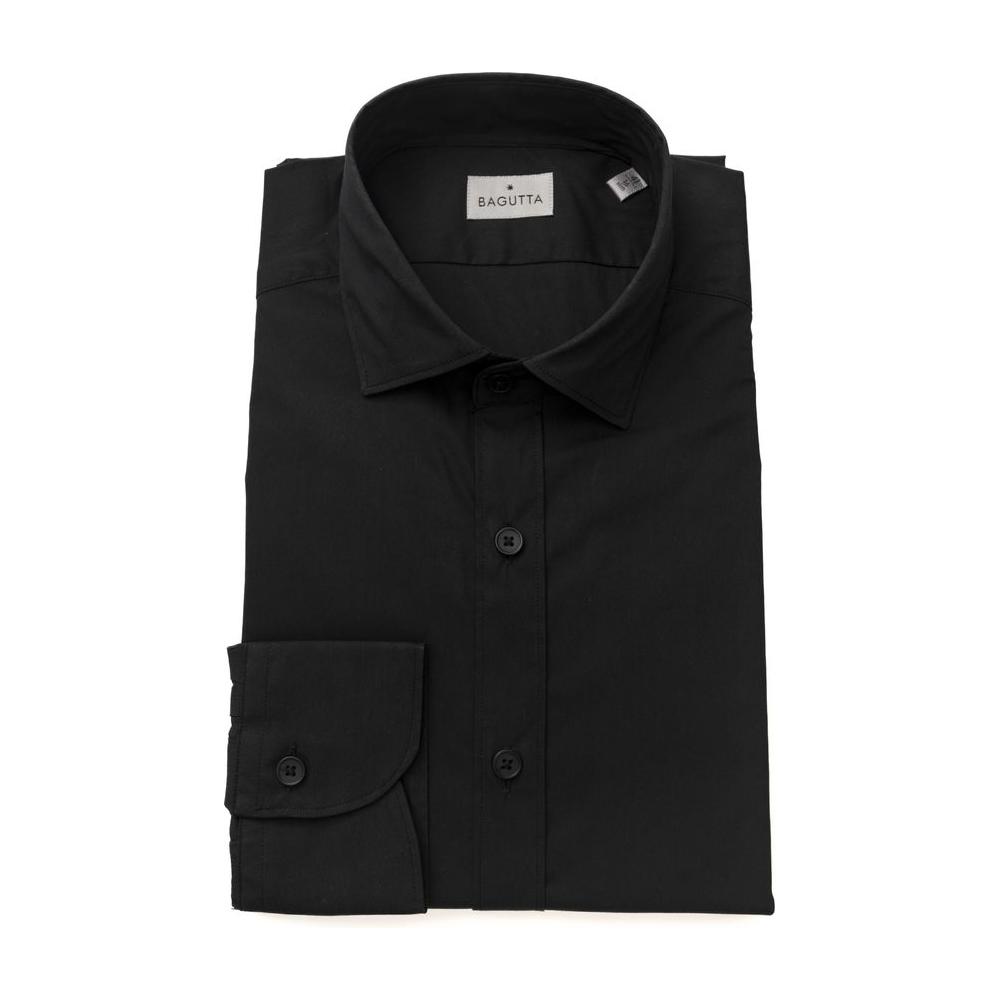 Bagutta Black Cotton Men Slim Shirt