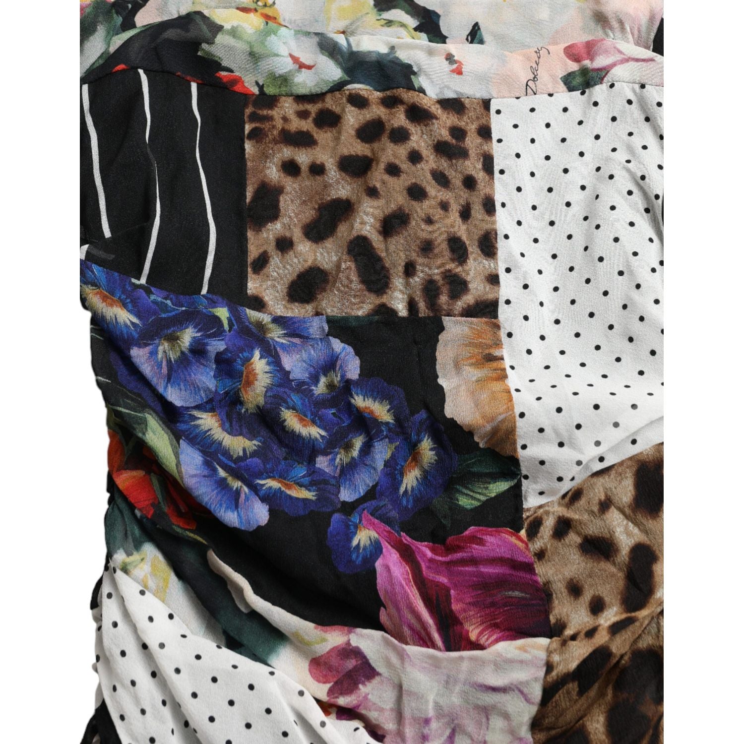 Dolce & Gabbana Multicolor Patchwork Midi Floral Leopard Bodycon Dress