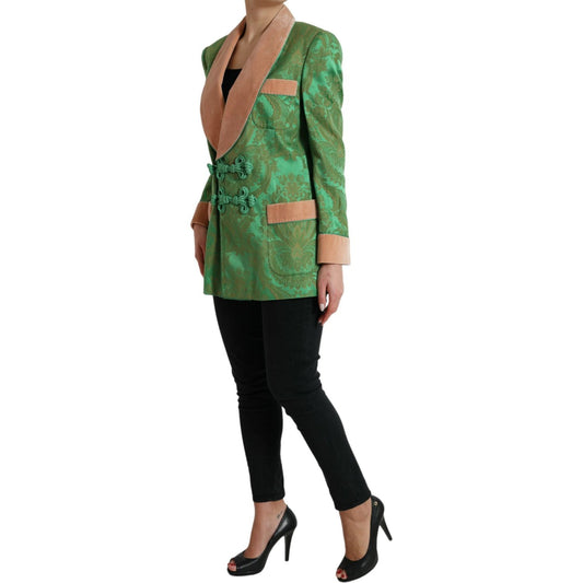 Dolce & Gabbana Green Floral Double Breasted Coat Jacket JKT3721-40
