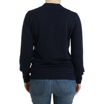 Costume National Dark blue V-neck wool sweater