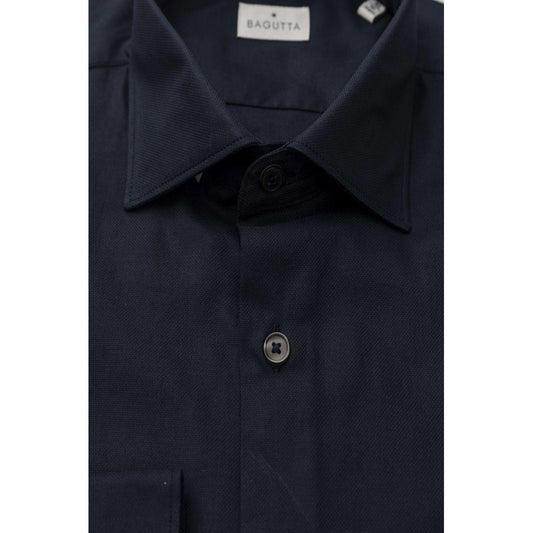 Bagutta Blue Cotton Men Shirt Bagutta Black