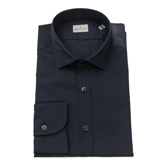 Bagutta Blue Cotton Men's Shirt Bagutta Dark Slate Gray
