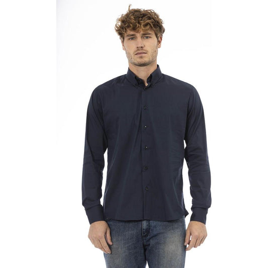 Baldinini Trend Blue Cotton Men Shirt Baldinini Trend Dark Slate Gray