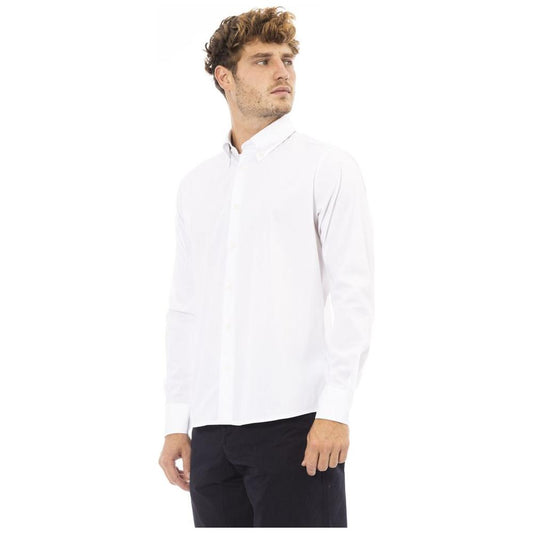 Baldinini Trend White Cotton Men Shirt Baldinini Trend Dark Slate Gray