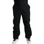 Dolce & Gabbana Black Polyester Logo Straight Pants PAN75049-54
