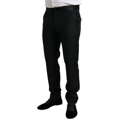 Dolce & Gabbana Black Wool Slim Fit Formal Trouser Dress Pants