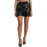 Dolce & Gabbana Black Embellished High Waist Hot Pants Shorts