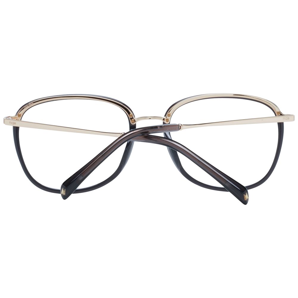 Maje Black Women Glasses Frame in acetate with full-rim trapezium style, demo lenses, and black color, size 52-17-135.
