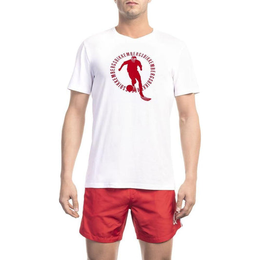 Bikkembergs White Cotton Men T-Shirt Bikkembergs Brown